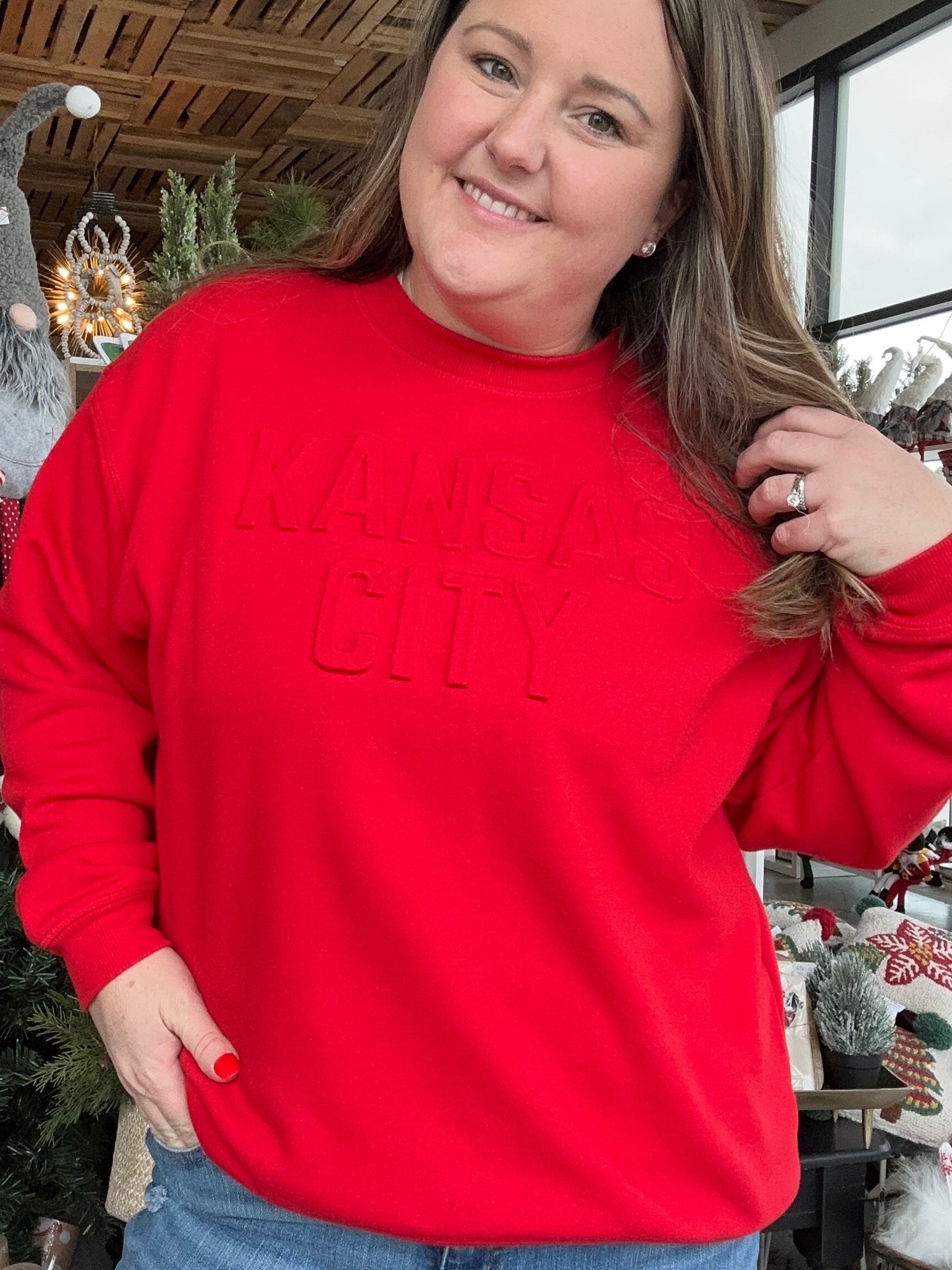 Embossed Kansas City Sweatshirt Red