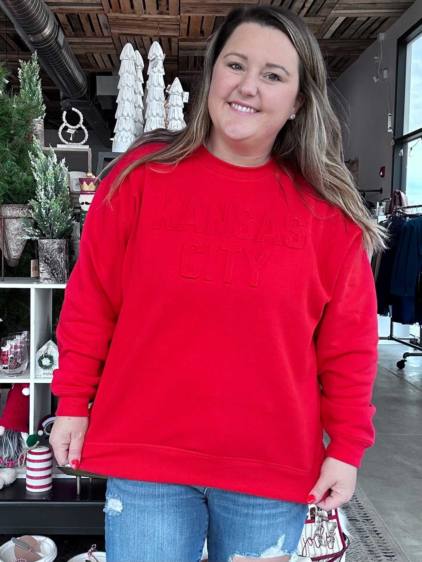 Embossed Kansas City Sweatshirt Red