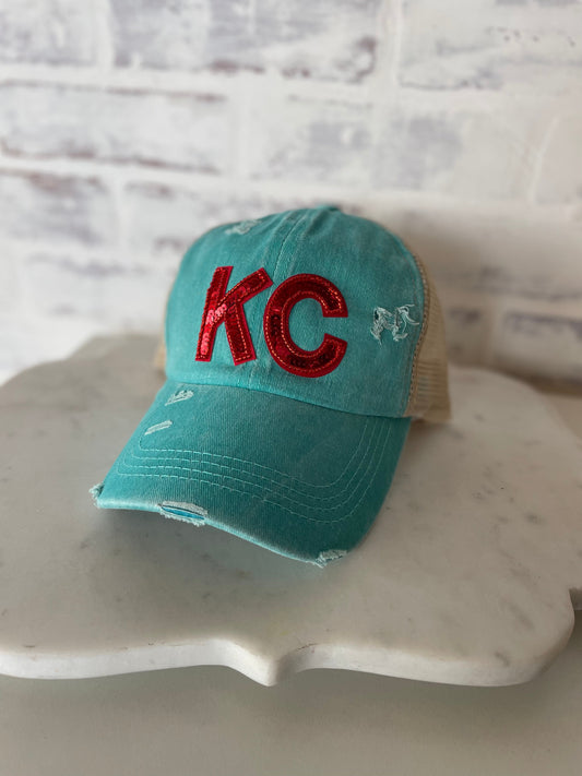 KC Bling Teal Trucker Hat