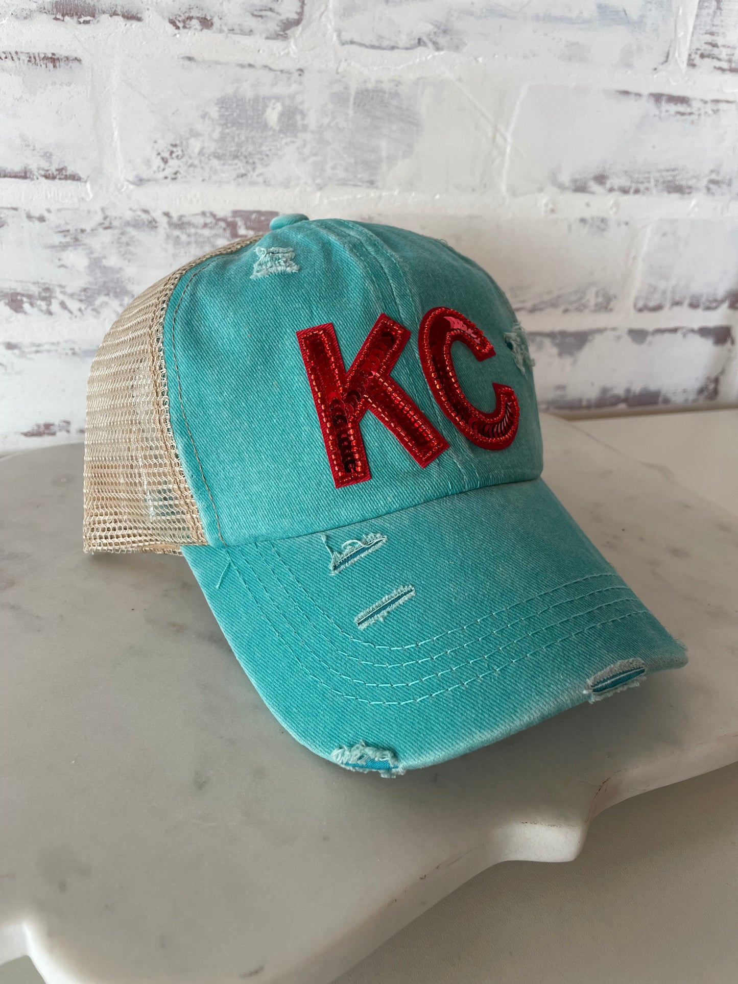 KC Bling Teal Trucker Hat