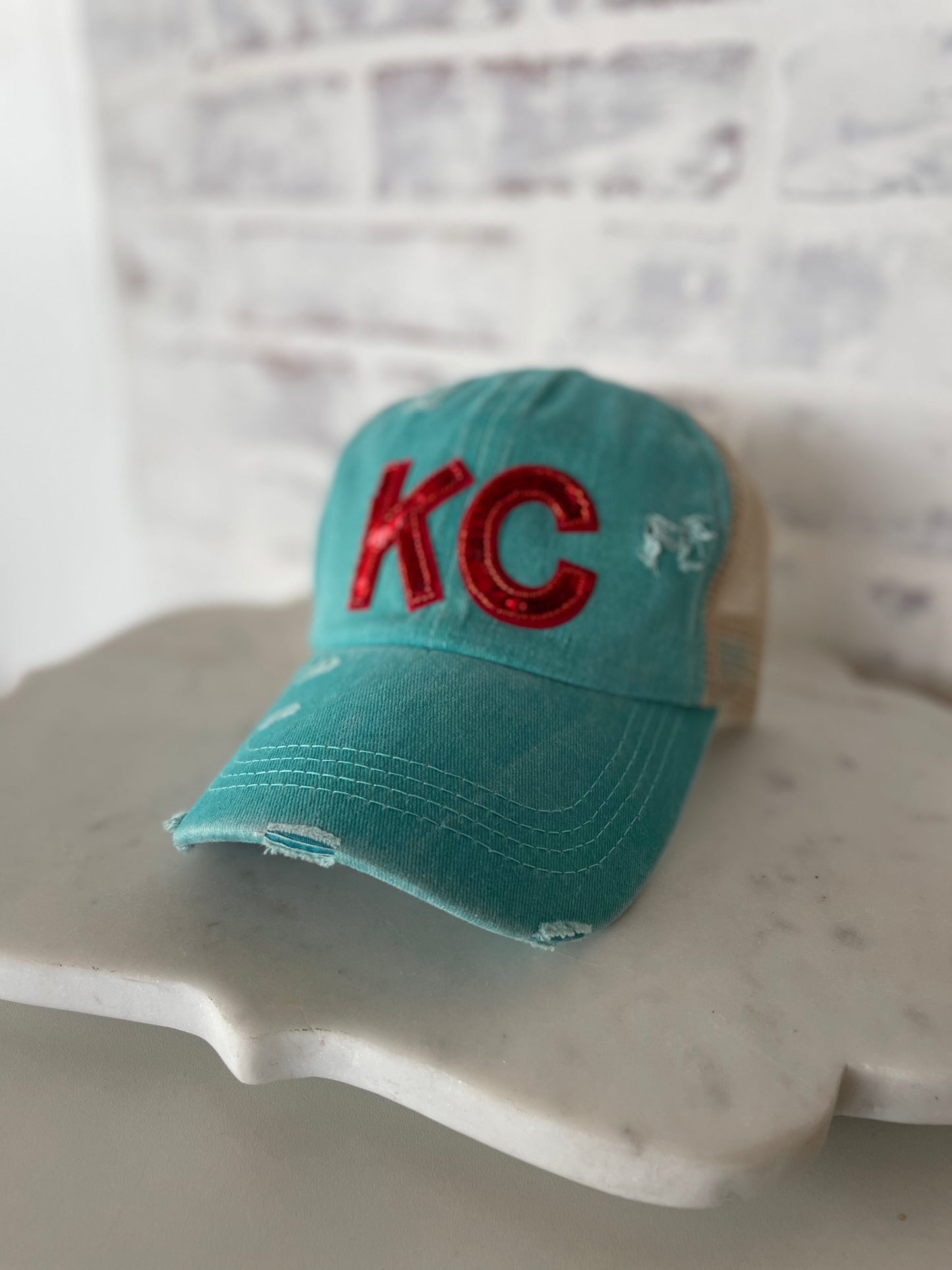 KC Bling Teal Trucker Hat