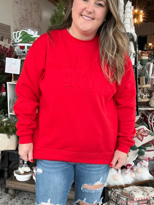 Embossed Kansas City Sweatshirt Red
